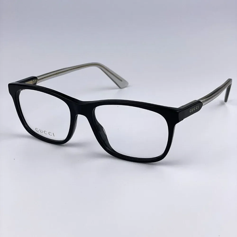 NEW GUCCI GG0490O 005 Black Transparent Square Men Eyeglasses